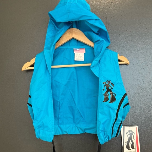 UFO NWT VINTAGE Y2K crop ultra rare!!! Size L Black and Blue Crop Tie Front Top - Picture 2 of 14